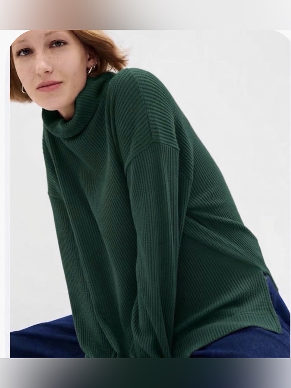 GAP 24/7 Split-Hem Waffle Turtleneck T-Shirt, Size Medium NWT